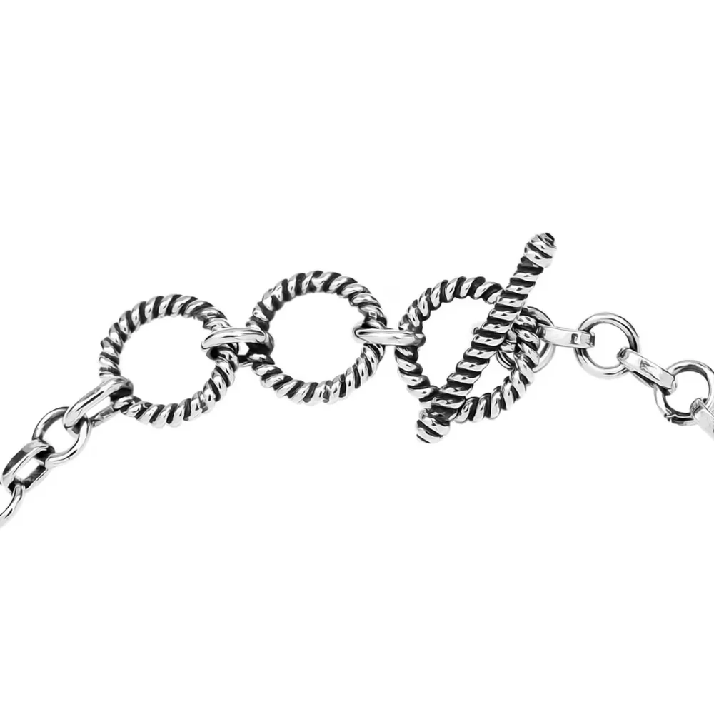 Artisan Crafted Natural Yooperlite Toggle Bracelet in 925 Sterling Silver